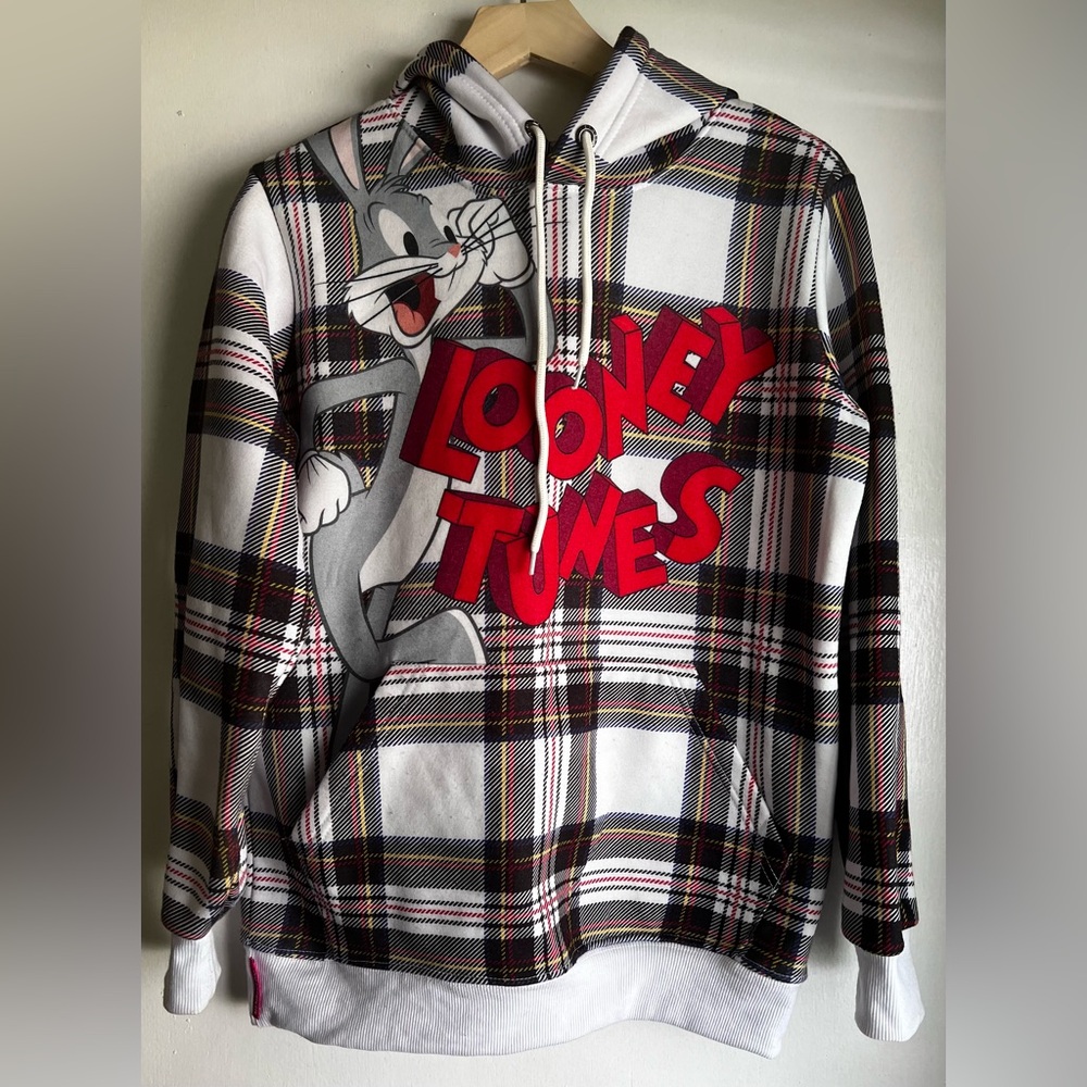 EUC Looney Tunes Members Only Plaid Hoodie, S